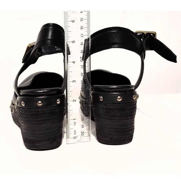 A.S.98 Pietro Wedge Heel Pumps Round Toe Studded Black Womens US 8.5 EU 39 UK 6 - Picture 7 of 12